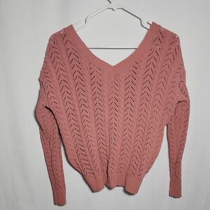 Source Unknown Dusty Rose V-Neck Sweater